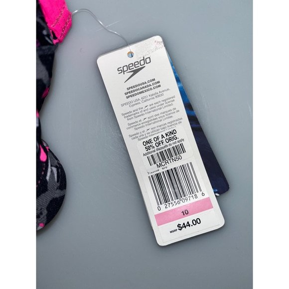 Speedo Endurance Lite Women’s Racerback Sports Bra Crop Top Sz 10 Multicolor NWT - Picture 5 of 5